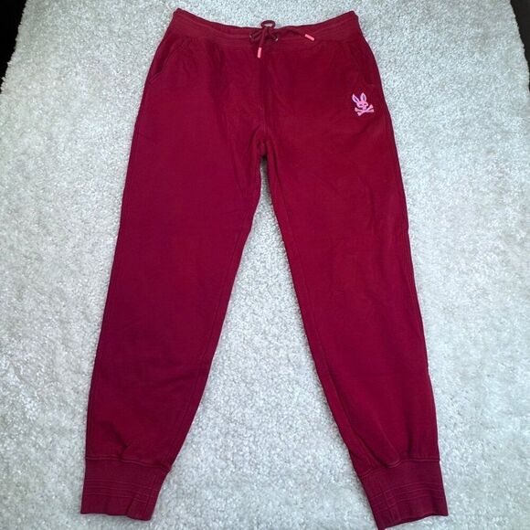 Psycho Bunny Chicago High Density Crimson Pink Jogger Sweatpants - Picture 1 of 8